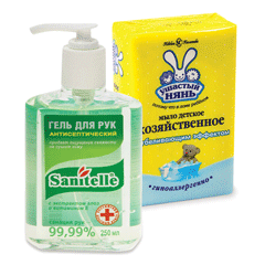Мыло и дозаторы, антисептические гели 